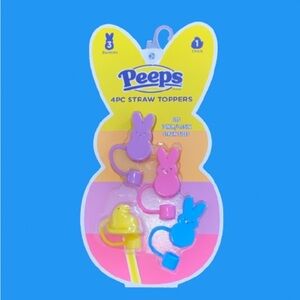 4-Pack Peeps Straw Toppers - Yellow, Pink, Purple, Blue